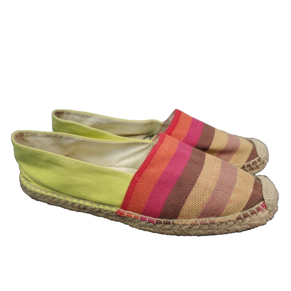 Sam Edelman‎ Verona Yellow Colorful Stripes Classic Flat Espadrilles Sz 7.5M